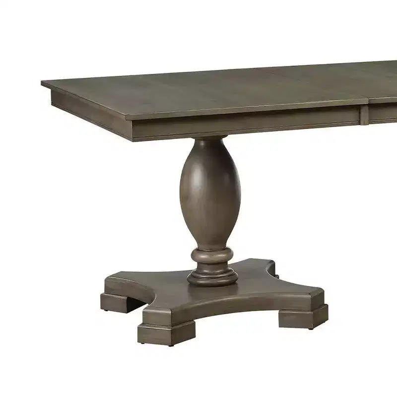 Table de salle à manger Waylon chêne gris 152-244 cm : Table de cuisine pour 6 personnes, double piédestal