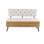 Banc de rangement rectangulaire capitonné en bois industriel blanc : entrée, siège de salle à manger