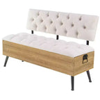 Banc de rangement rectangulaire capitonné en bois industriel blanc : entrée, siège de salle à manger