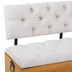 Banc de rangement rectangulaire capitonné en bois industriel blanc : entrée, siège de salle à manger