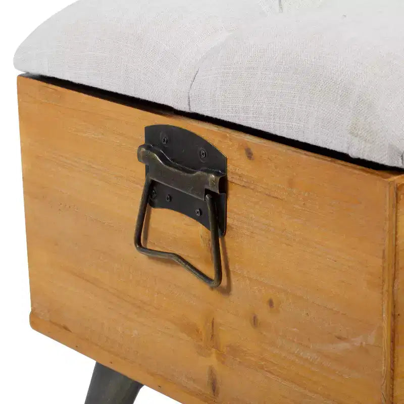 Banc de rangement rectangulaire capitonné en bois industriel blanc : entrée, siège de salle à manger