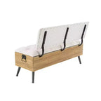 Banc de rangement rectangulaire capitonné en bois industriel blanc : entrée, siège de salle à manger