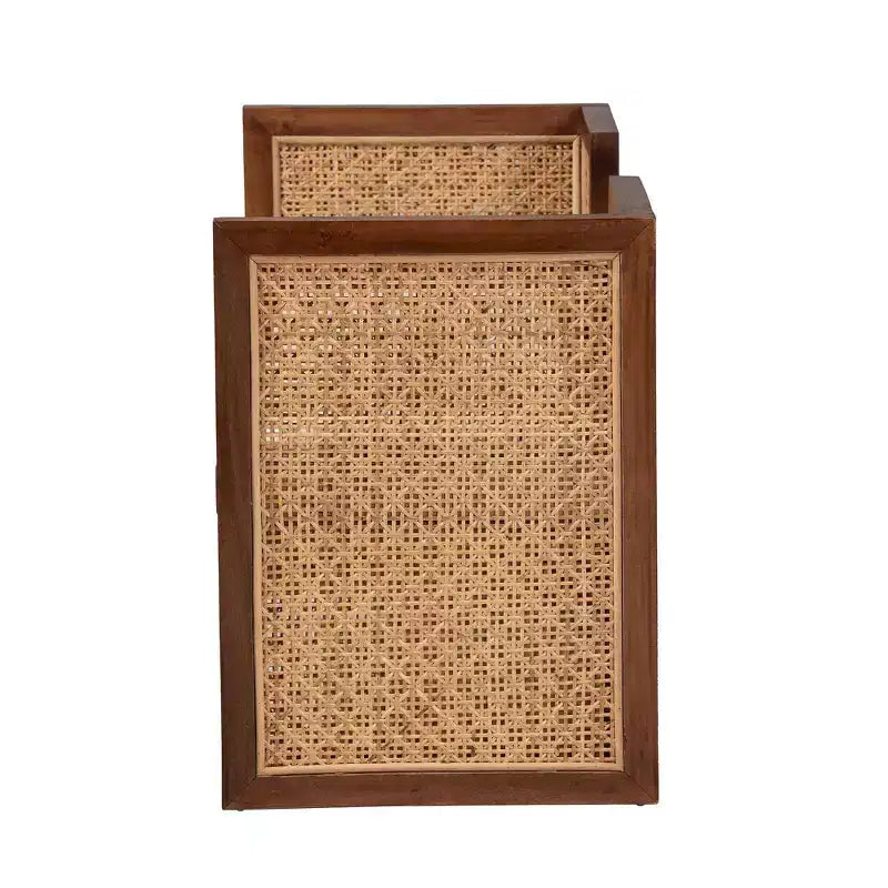Banc d'appoint Lovina en rotin et bois d'acacia Miel clair/Marron clair