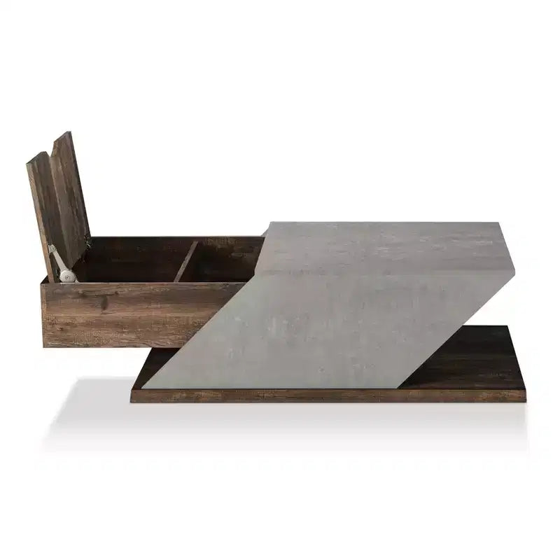 Table basse relevable Antero Chêne recyclé : Style industriel, Compartiment de rangement, MDF
