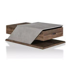 Table basse relevable Antero Chêne recyclé : Style industriel, Compartiment de rangement, MDF