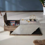 Table basse relevable Antero Chêne recyclé : Style industriel, Compartiment de rangement, MDF