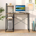 Bureau à domicile avec étagère, support hôte, cadre en métal, bureau d'étude et d'écriture