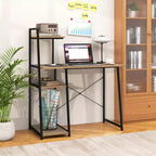 Bureau à domicile avec étagère, support hôte, cadre en métal, bureau d'étude et d'écriture