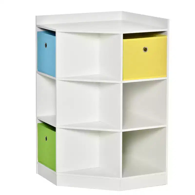 Meuble de rangement d'angle autonome pour enfants en bois, avec tiroirs, pour jouets, vêtements, livres, commode, bibliothèque, étagère de présentation, armoire de chambre à coucher avec quincaillerie anti-basculement