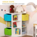 Meuble de rangement d'angle autonome pour enfants en bois, avec tiroirs, pour jouets, vêtements, livres, commode, bibliothèque, étagère de présentation, armoire de chambre à coucher avec quincaillerie anti-basculement