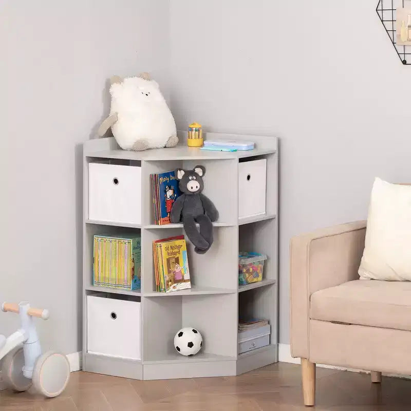 Meuble de rangement d'angle autonome pour enfants en bois, avec tiroirs, pour jouets, vêtements, livres, commode, bibliothèque, étagère de présentation, armoire de chambre à coucher avec quincaillerie anti-basculement