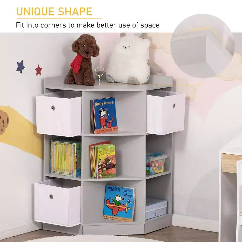 Meuble de rangement d'angle autonome pour enfants en bois, avec tiroirs, pour jouets, vêtements, livres, commode, bibliothèque, étagère de présentation, armoire de chambre à coucher avec quincaillerie anti-basculement