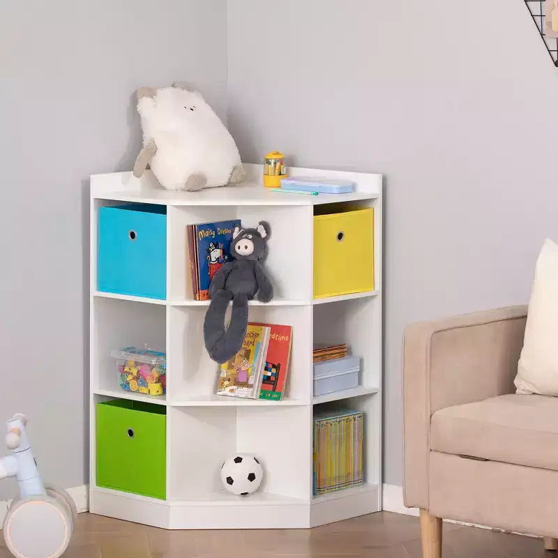 Meuble de rangement d'angle autonome pour enfants en bois, avec tiroirs, pour jouets, vêtements, livres, commode, bibliothèque, étagère de présentation, armoire de chambre à coucher avec quincaillerie anti-basculement