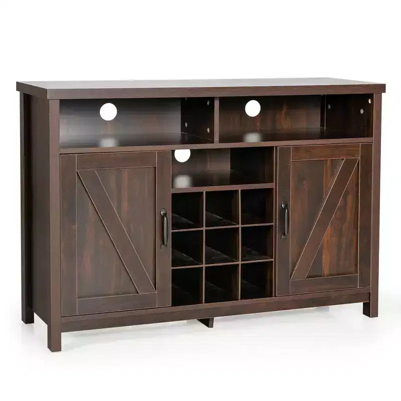 Meuble de Rangement Buffet Style Ferme avec Casier à Vin 9 Bouteilles et 2 Portes