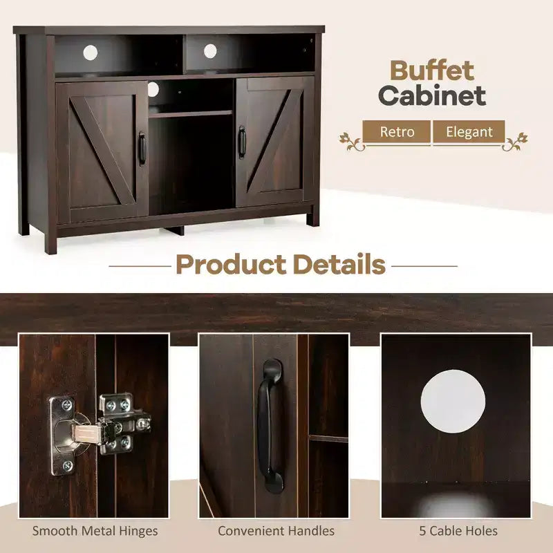 Meuble de Rangement Buffet Style Ferme avec Casier à Vin 9 Bouteilles et 2 Portes