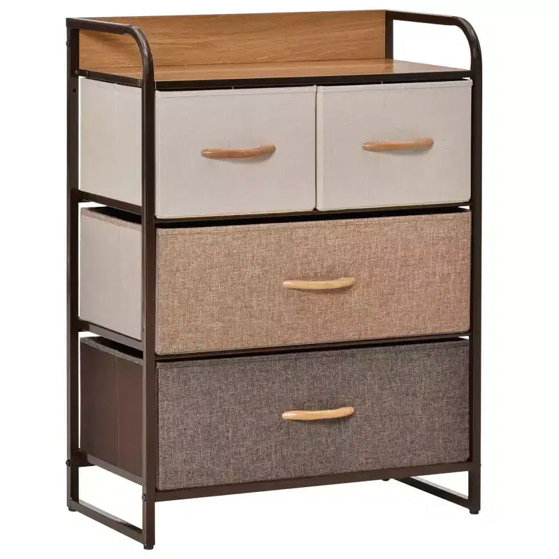 HOMCOM 4-Drawer Dresser, 3-Tier Storage Tower with Steel Frame for Bedroom, Nursery Room, Multicolored