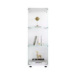 Vitrine d'exposition en verre moderne avec porte transparente, bibliothèque en verre à 3 étagères, pour salon et bureau